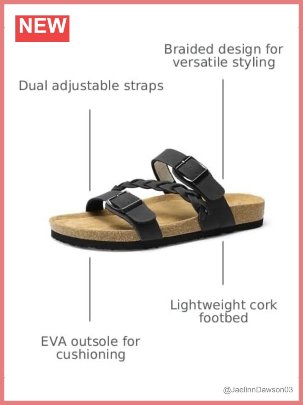 Adjustable Braided Slide Sandals with Cork Footbed